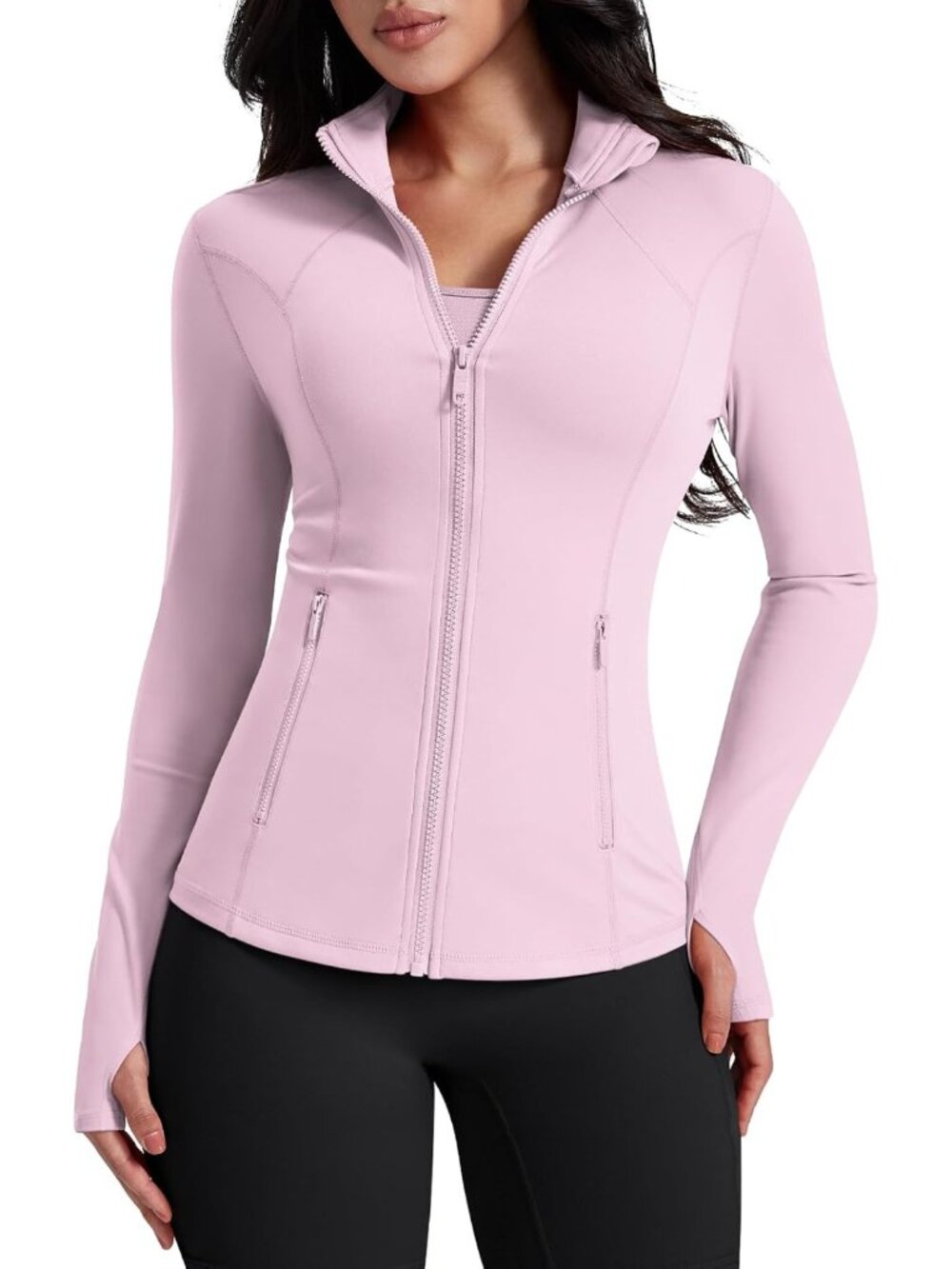 Lightweight Athletic Zip-Up Jacket for Women | Slim Fit Running Gym Top with